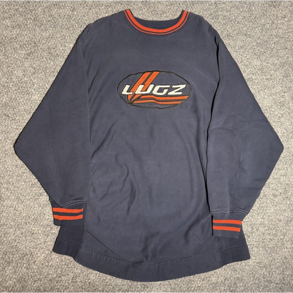 Vintage Lugz Crewneck Sweatshirt Pullover Y2K Skater Logo Navy Blue Size XXL